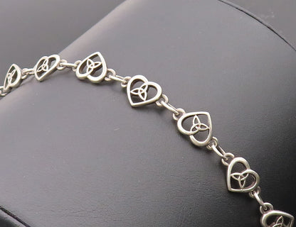 925 Sterling Silver Vintage Bracelet SOLVAR Celtic Trinity Hearts Link  BT10172