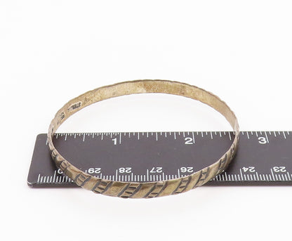 MEXICO 925 Silver  Vintage Dark Tone Slanted Design Bangle Bracelet  BT8223