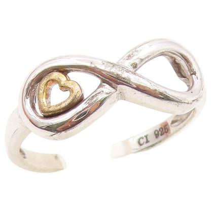 925 Sterling Silver Vintage Ring Two Tone Infinity Love Heart  Sz 6.5  RG36896