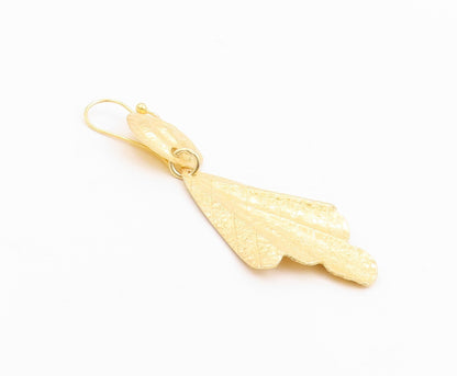 925 Sterling Silver Vintage Earrings Gold Plated Dangling Fan Design Cut EG13323