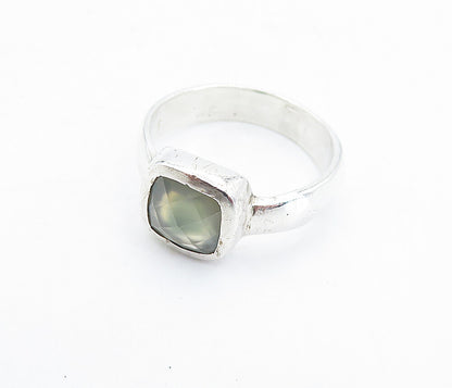 925 Sterling Silver  Vintage Faceted Topaz Hammered Solitaire Ring Sz 7 RG5833