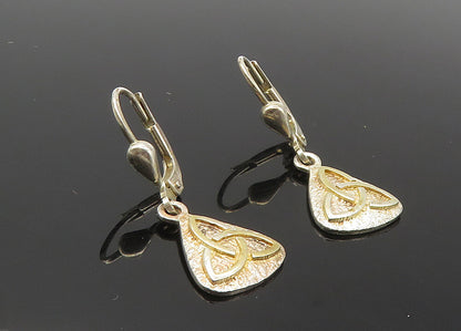 925 Sterling Silver  Vintage Petite Raised Celtic Knot Dangle Earrings  EG5250