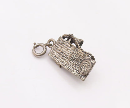 925 Sterling Silver  Vintage Antique Crank Phone Motif Pendant  PT21121