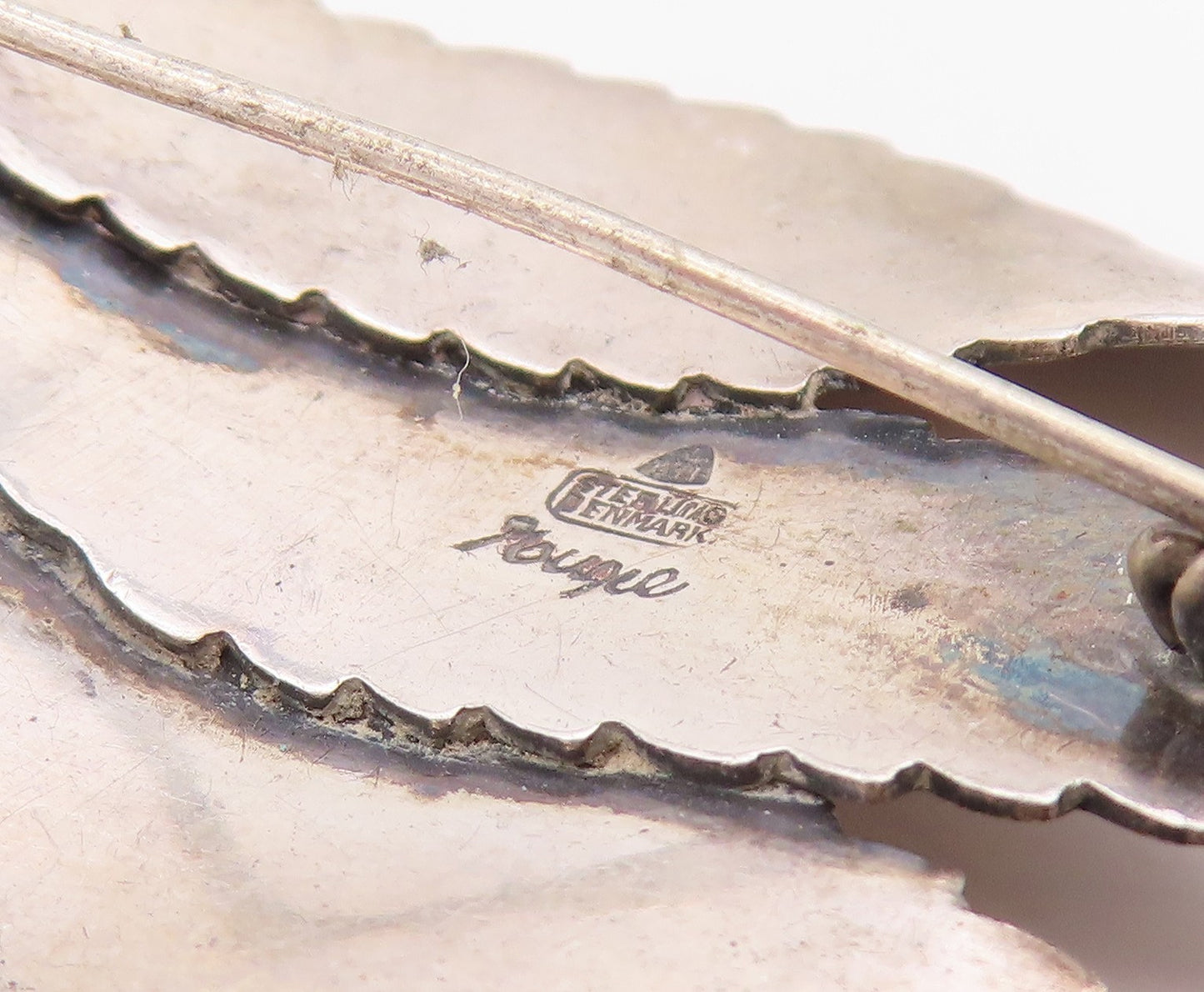 925 Sterling Silver Vintage Brooch Pin GERTRUD ENGEL Denmark Triple Leaf BP12554