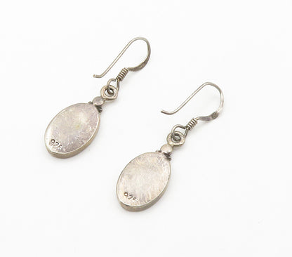 925 Sterling Silver  Vintage Little Girl Oval Dark Tone Dangle Earrings EG7605