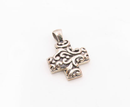 925 Sterling Silver  Vintage Openwork Scroll Religious Cross Pendant  PT21797