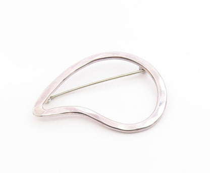 BECKERHOFF 925 Silver Vintage Minimalist Hammered Outline Brooch Pin  BP9788