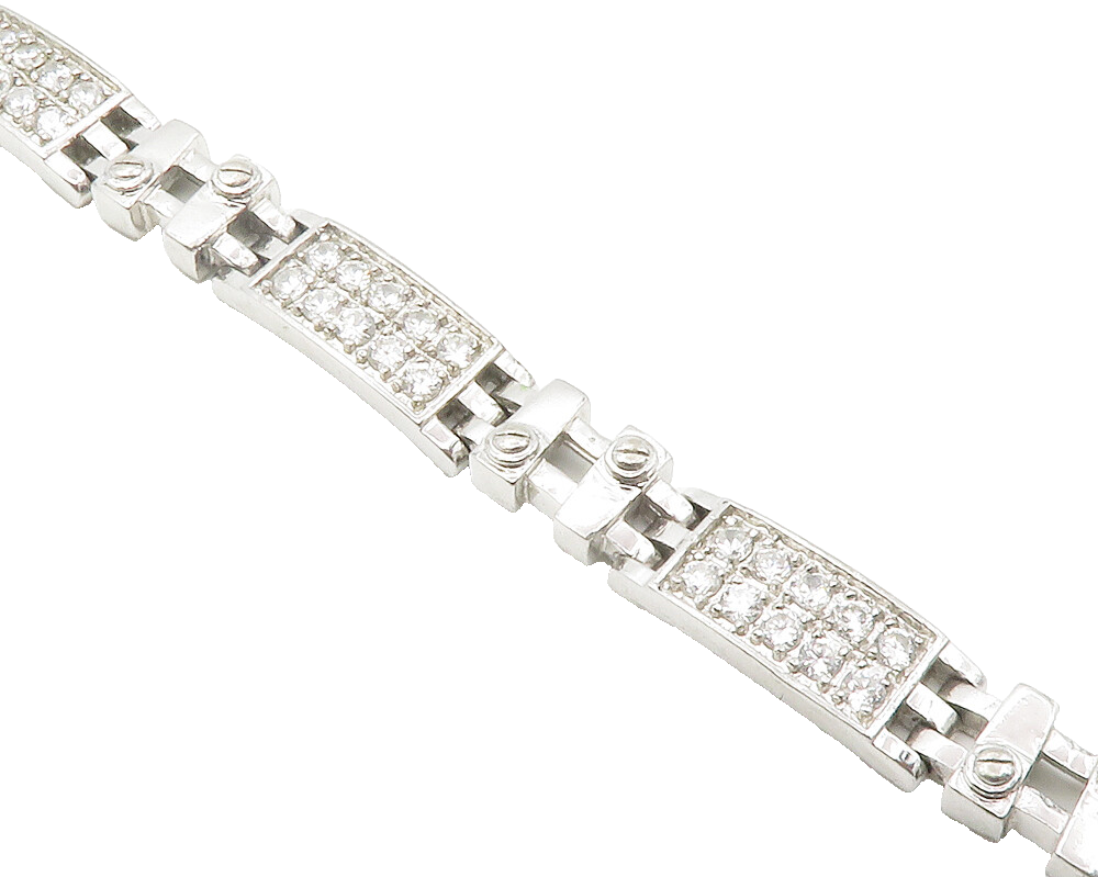 925 Sterling Silver  Sparkling Cubic Zirconia Hinge Chain Bracelet  BT5646