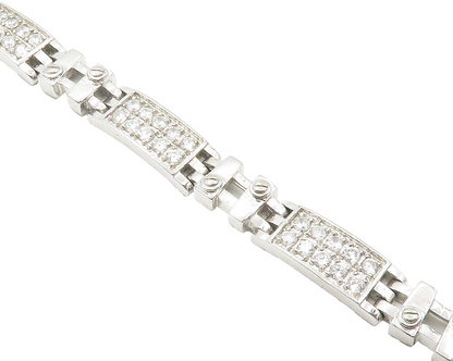 925 Sterling Silver  Sparkling Cubic Zirconia Hinge Chain Bracelet  BT5646