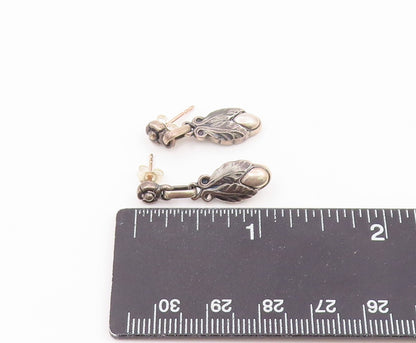925 Sterling Silver Vintage Earrings GEORG JENSEN DENMARK Floral Drop  EG14525