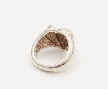 925 Silver  Vintage Half Textured & Half Polished Love Heart Ring Sz 6 RG26220