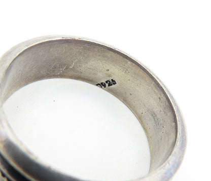 925 Sterling Silver  Vintage Greek Key Wave Pattern Spinner Ring Sz 11  RG7441