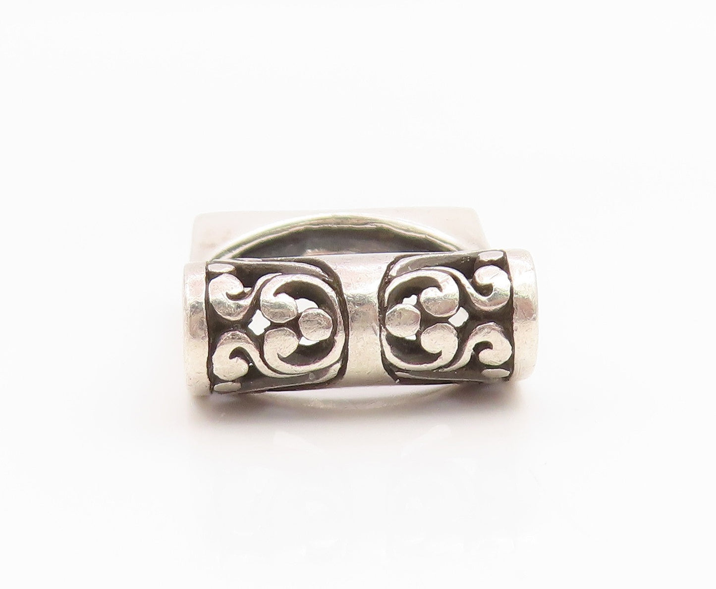 925 Sterling Silver Vintage Ring Modernist Open Scroll Bar Band  Sz 7  RG35497