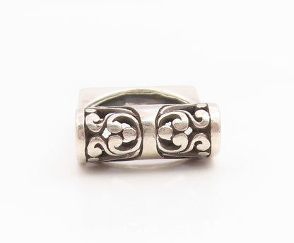 925 Sterling Silver Vintage Ring Modernist Open Scroll Bar Band  Sz 7  RG35497