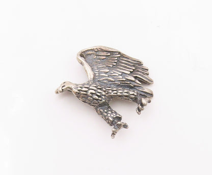 925 Sterling Silver   Vintage Sculpted Flying Eagle Bird Pendant  PT20598