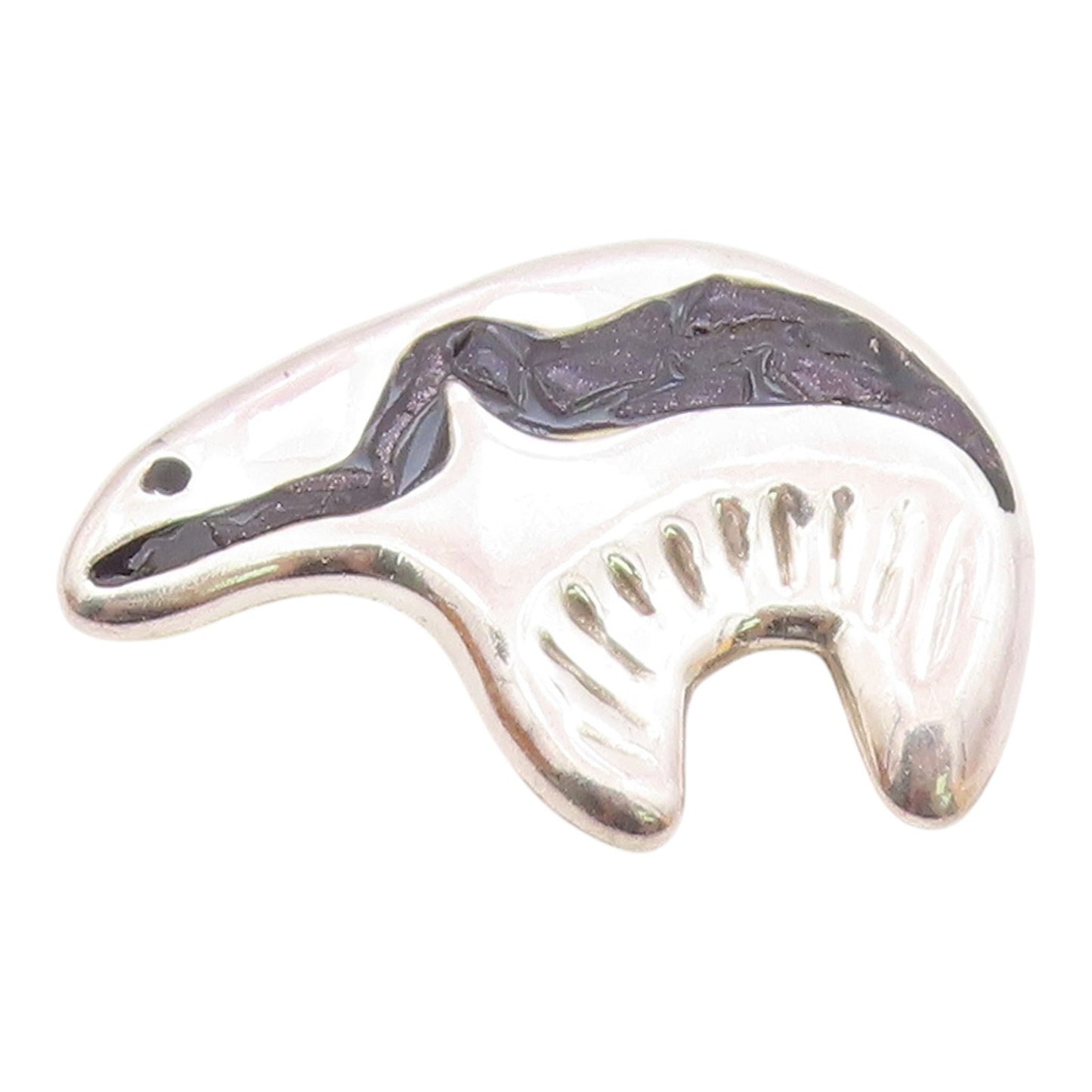 MEXICO 925 Silver  Vintage Enamel & Drusy Quartz Bear Brooch Pin  BP9673