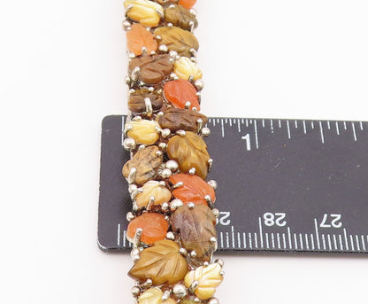 925 Sterling Silver Vintage Bracelet WHITNEY KELLY Gemstone Fall Leaves  BT12116