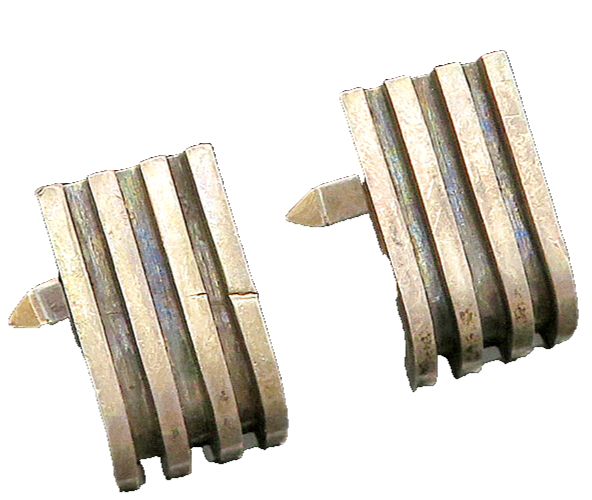 MEXICO 925 Sterling Silver  Vintage Dark Tone Smooth Square Cufflinks  TR2738