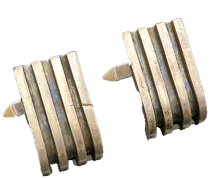 MEXICO 925 Sterling Silver  Vintage Dark Tone Smooth Square Cufflinks  TR2738