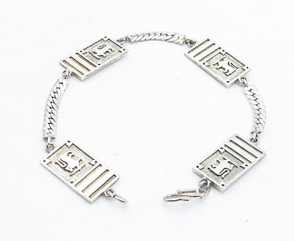 925 Sterling Silver  Vintage Embossed Detail Snake Link Chain Bracelet  BT1978