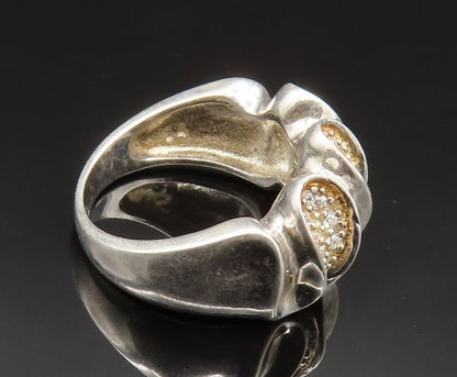 925 Sterling Silver  Vintage Cubic Zirconia Concave Wave Ring Sz 7  RG25000