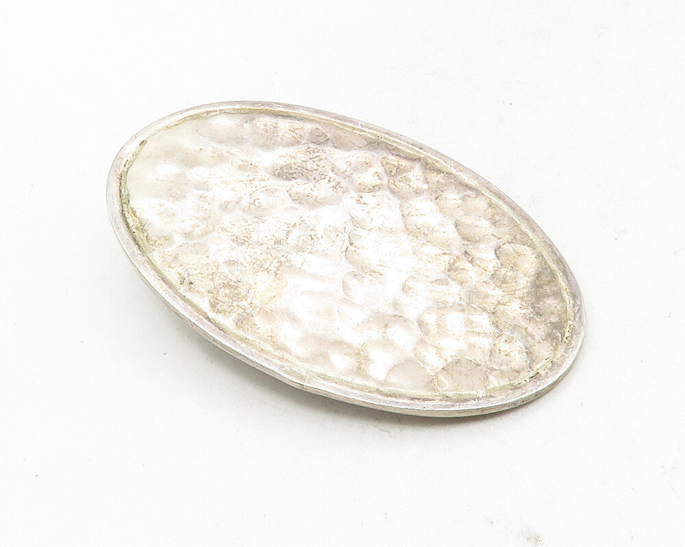 MEXICO 925 Sterling Silver  Vintage Minimalist Hammered Oval Pendant  PT7756