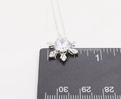 925 Sterling Silver  Sparkling Cubic Zirconia Snowflake Chain Necklace  NE2047