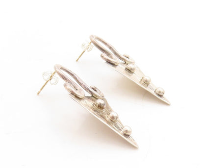 925 Sterling Silver Vintage Earrings Antique Carved Trible Design  EG13310