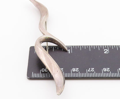 925 Sterling Silver  Vintage Shiny Modernist Bird Motif Brooch Pin  BP7610