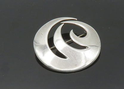 RA & LA DENMARK 925 Silver  Vintage Shiny Round Design Brooch Pin  BP8086