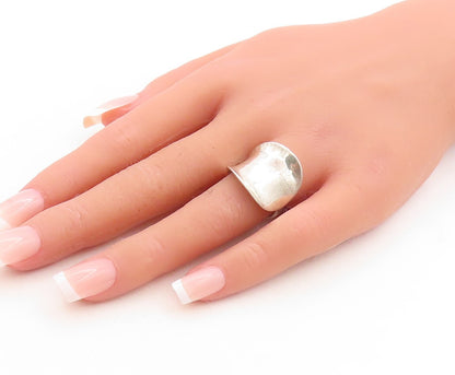 925 Sterling Silver Vintage Ring Minimalist Large Solid Design  Sz 7  RG31344