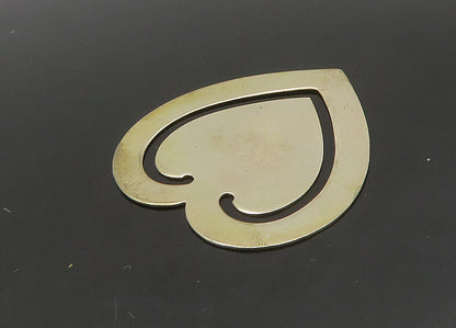 925 Sterling Silver  Vintage Shiny Smooth Love Heart Motif Book Mark  TR3190