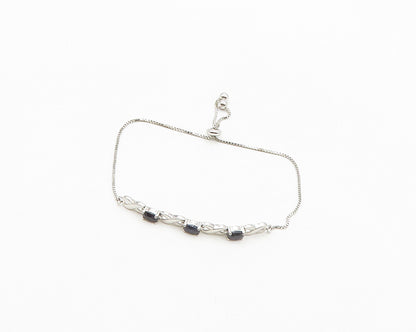 925 Silver  Vintage Sapphire Shiny XO Hugs & Kisses Chain Bracelet  BT7890