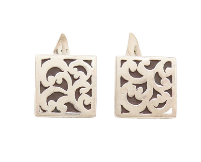 LOIS HILL 925 Sterling Silver  Vintage Swirly Frame Cuff Links  TR3607