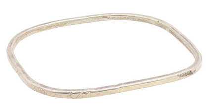 SOUTHWESTERN 925 Silver Vintage Rounded Square Etched Bangle Bracelet BT8625