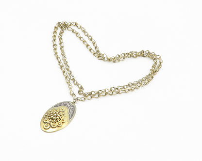 SIAM 925 Silver  Vintage Embellished Floral Design Chain Necklace  NE2312