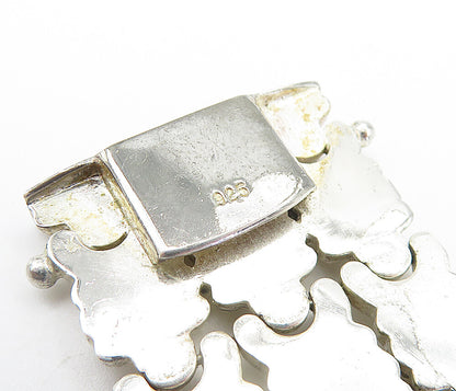 925 Sterling Silver Vintage Shiny Three Row Design Chain Bracelet BT2396