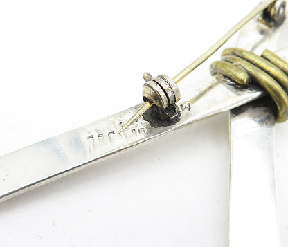 MEXICO 925 Sterling Silver  Vintage Two Tone Tied Ribbon Brooch Pin  BP2039