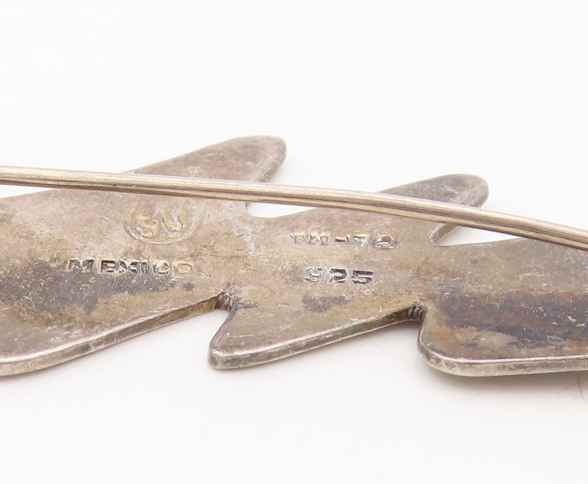 925 Sterling Silver Vintage Brooch Pin MEXICO Brutalist Cutout Thunder  BP11264