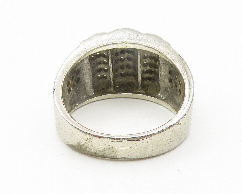 925 Sterling Silver  Vintage Topaz Tapered Large Band Ring Sz 11.5  RG11148