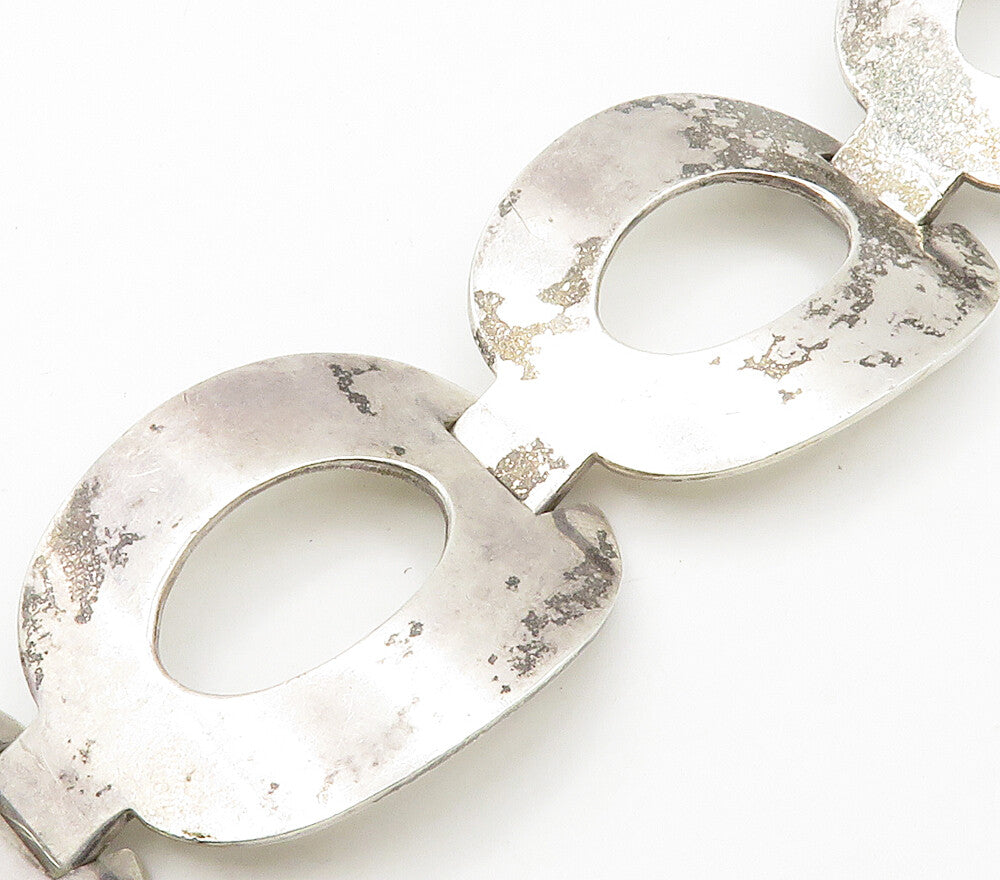 DESIGNER 925 Sterling Silver Vintage Open Oval Hinge Chain Bracelet  BT6302