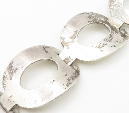 DESIGNER 925 Sterling Silver Vintage Open Oval Hinge Chain Bracelet  BT6302