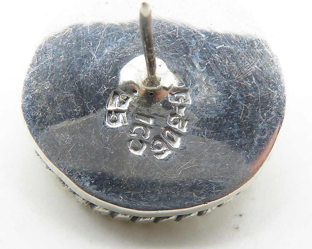 MEXICO 925 Sterling Silver  Vintage Shiny Button Dome Stud Earrings  EG9275