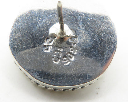 MEXICO 925 Sterling Silver  Vintage Shiny Button Dome Stud Earrings  EG9275