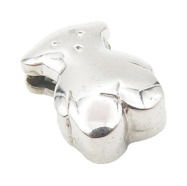 925 Sterling Silver  Shiny Petite Teddy Bear Motif Slide Pendant  PT9280