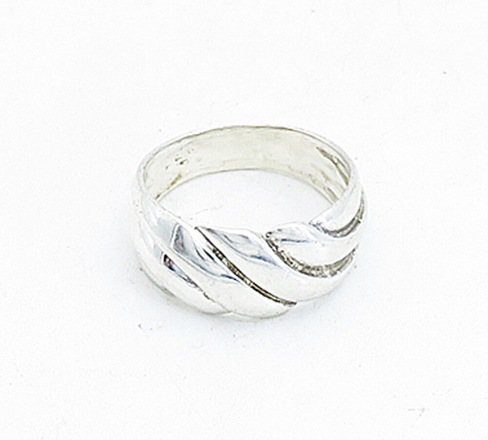 SHUBE 925 Sterling Silver  Vintage Shiny Fluted Swirl Band Ring Sz 8.5  RG4605