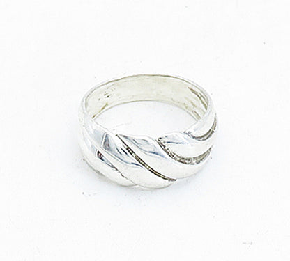 SHUBE 925 Sterling Silver  Vintage Shiny Fluted Swirl Band Ring Sz 8.5  RG4605