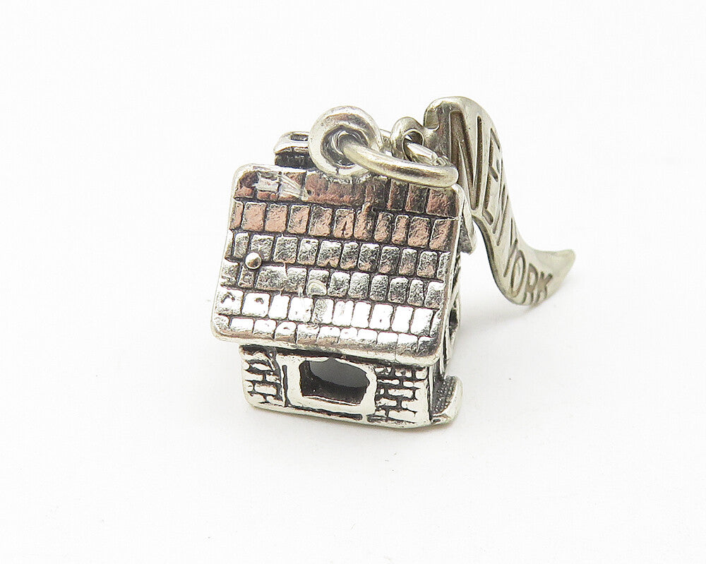 925 Sterling Silver  Vintage Petite Cottage House New York Pendant  PT8773