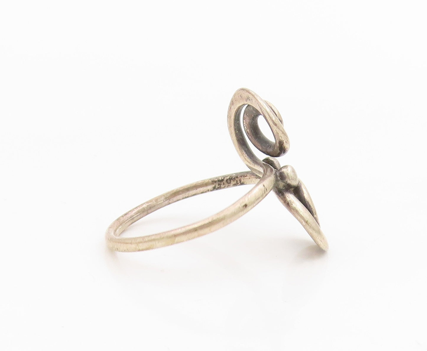 925 Sterling Silver Vintage Ring Double Spiral Coil Bypass Band  Sz 7.5  RG34250