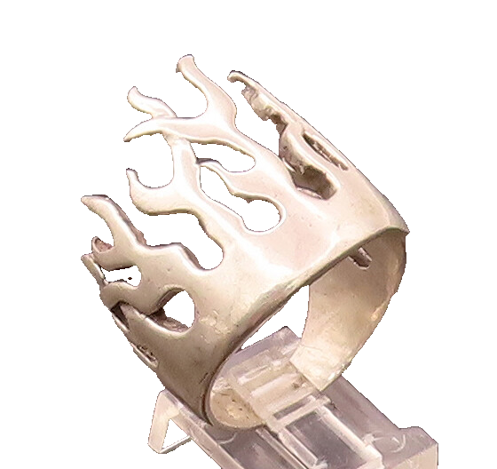 925 Sterling Silver  Vintage Cutout Carved Wild Fire Ring Sz 13.5  RG26714